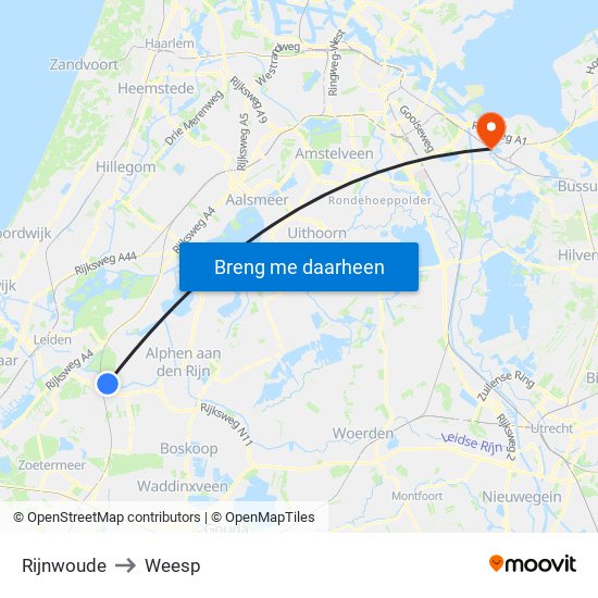Rijnwoude to Weesp map
