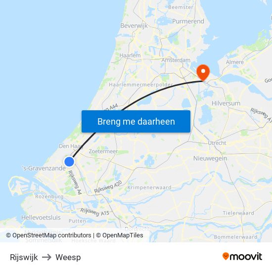 Rijswijk to Weesp map