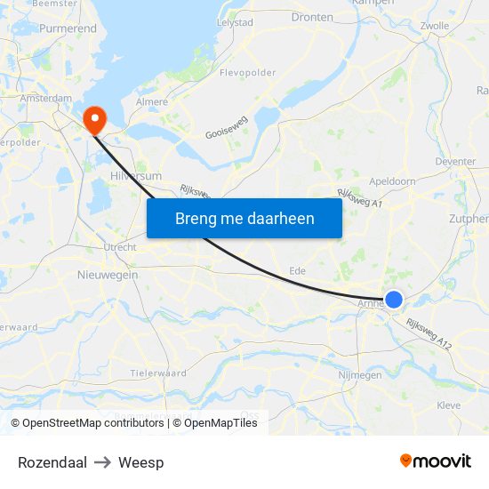 Rozendaal to Weesp map