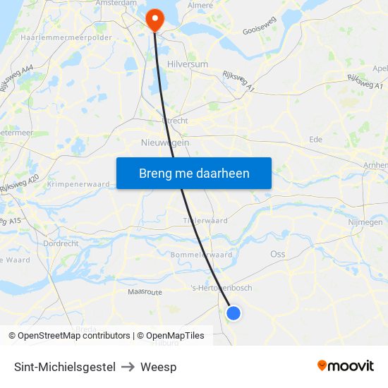 Sint-Michielsgestel to Weesp map