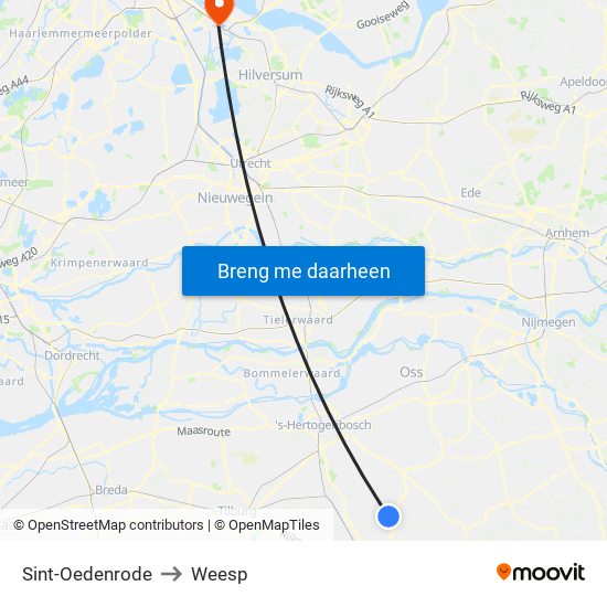 Sint-Oedenrode to Weesp map