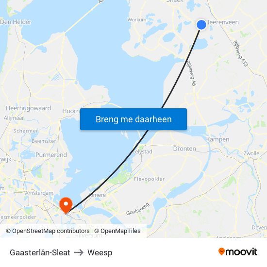 Gaasterlân-Sleat to Weesp map