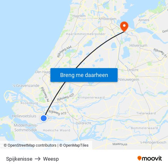 Spijkenisse to Weesp map