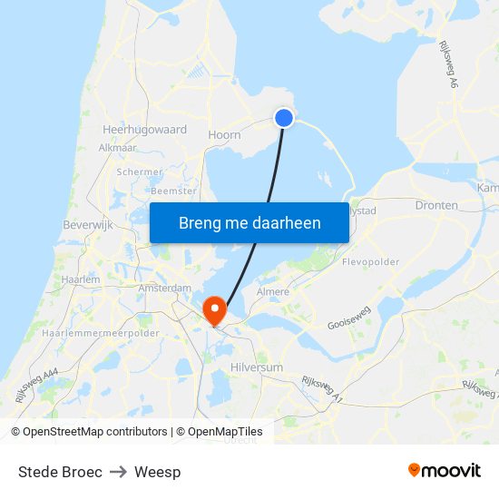 Stede Broec to Weesp map