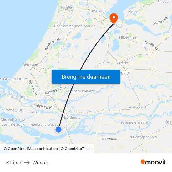 Strijen to Weesp map