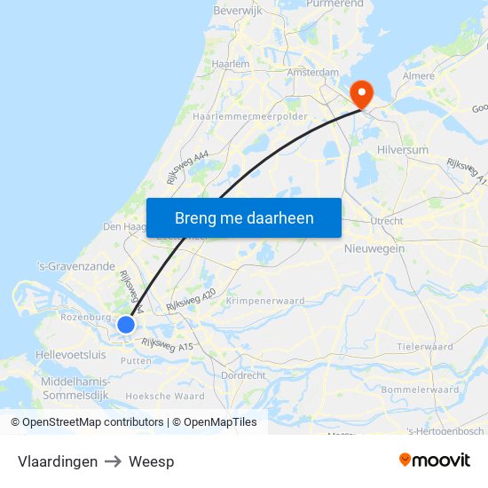 Vlaardingen to Weesp map