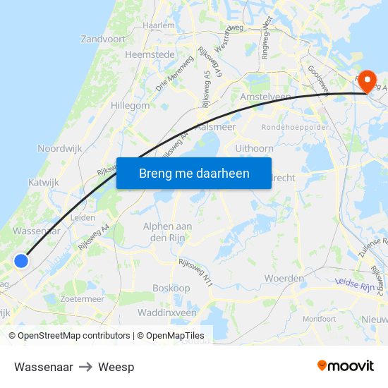 Wassenaar to Weesp map