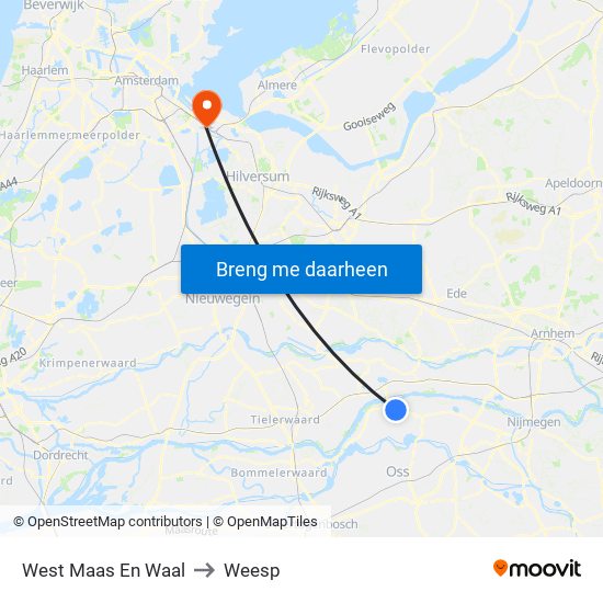 West Maas En Waal to Weesp map