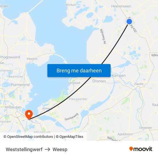 Weststellingwerf to Weesp map