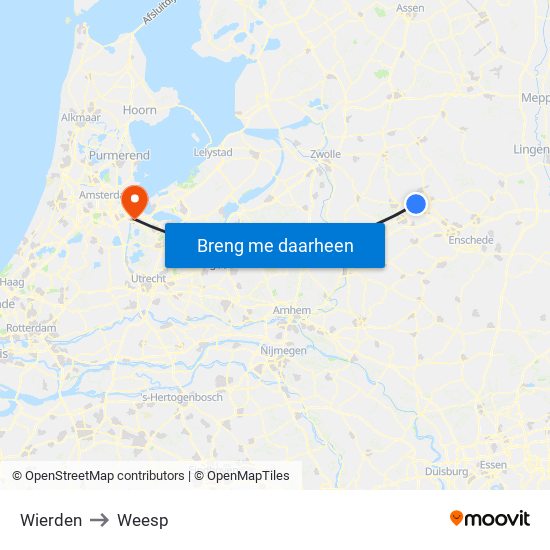 Wierden to Weesp map