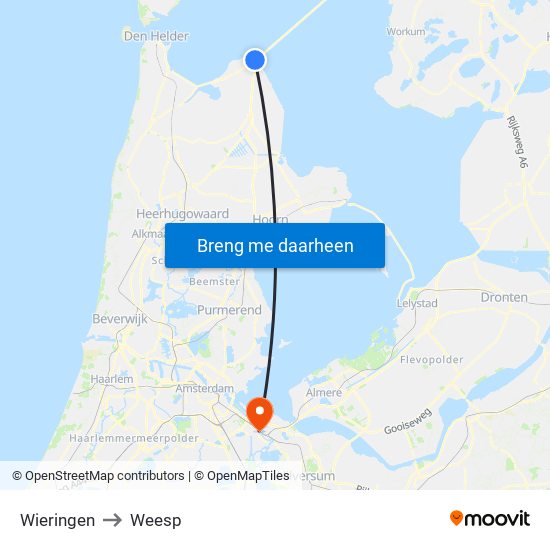 Wieringen to Weesp map