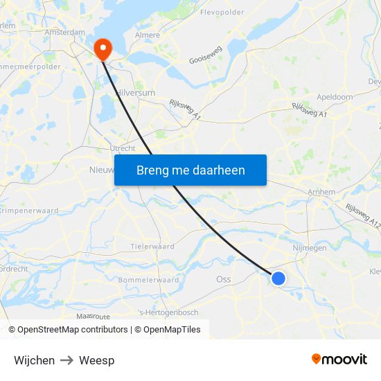 Wijchen to Weesp map