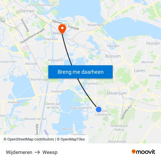 Wijdemeren to Weesp map