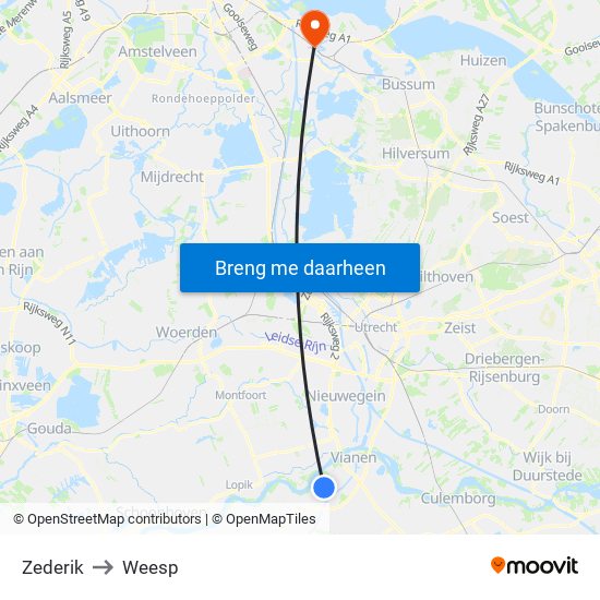 Zederik to Weesp map