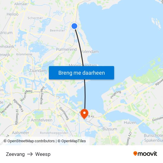 Zeevang to Weesp map