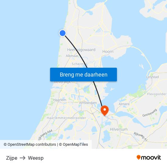 Zijpe to Weesp map