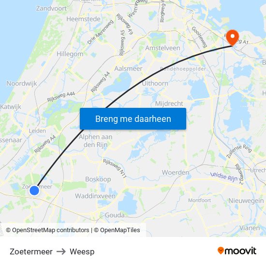 Zoetermeer to Weesp map