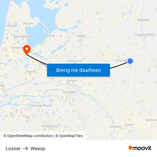 Losser to Weesp map