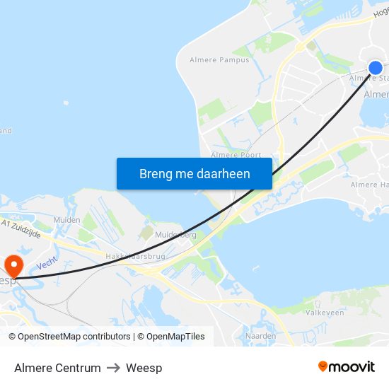 Almere Centrum to Weesp map