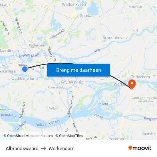 Albrandswaard to Werkendam map