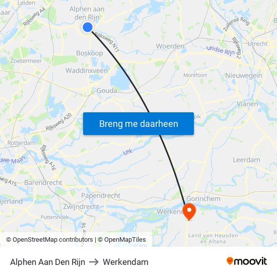 Alphen Aan Den Rijn to Werkendam map