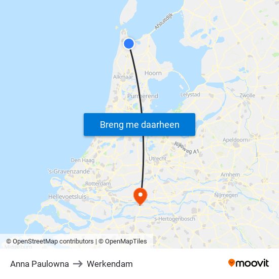 Anna Paulowna to Werkendam map