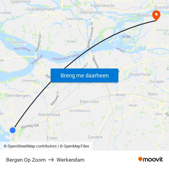 Bergen Op Zoom to Werkendam map