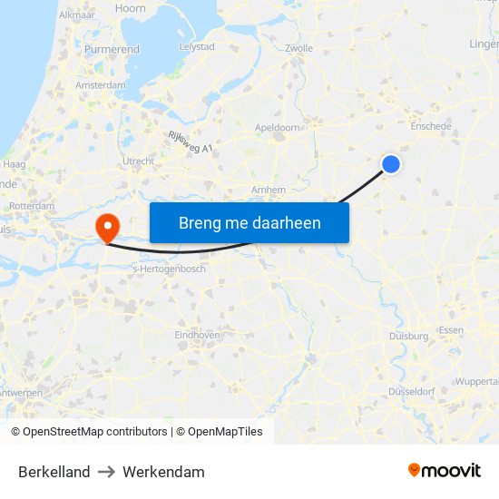 Berkelland to Werkendam map