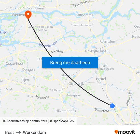 Best to Werkendam map