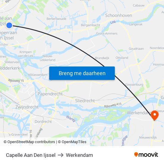 Capelle Aan Den Ijssel to Werkendam map