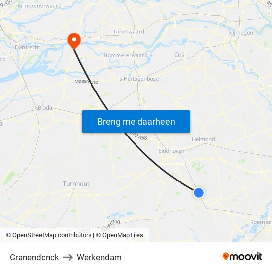 Cranendonck to Werkendam map