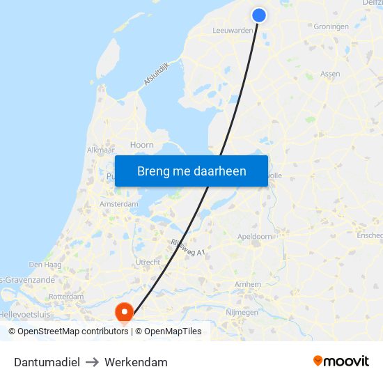 Dantumadiel to Werkendam map