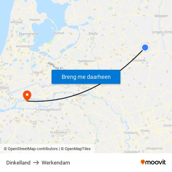 Dinkelland to Werkendam map