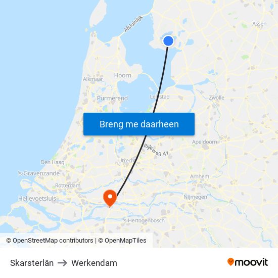 Skarsterlân to Werkendam map