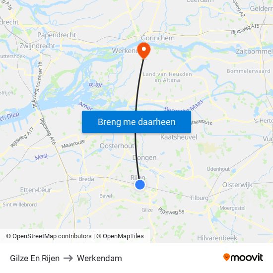 Gilze En Rijen to Werkendam map