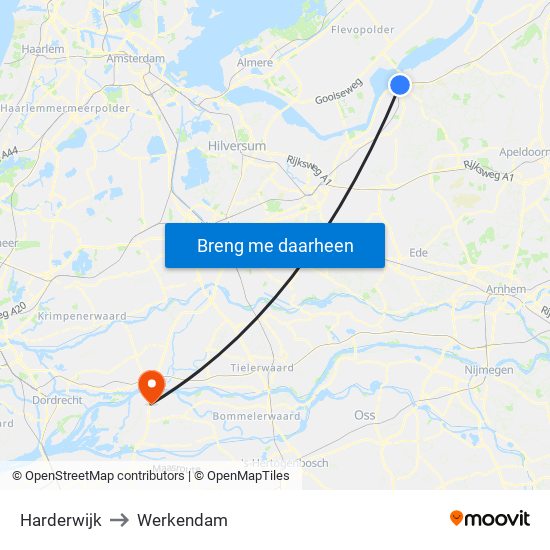 Harderwijk to Werkendam map