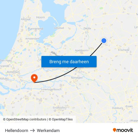 Hellendoorn to Werkendam map