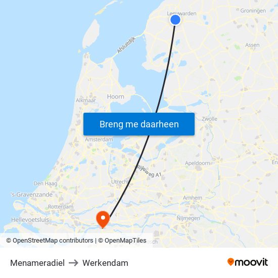 Menameradiel to Werkendam map