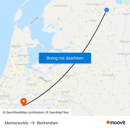 Menterwolde to Werkendam map