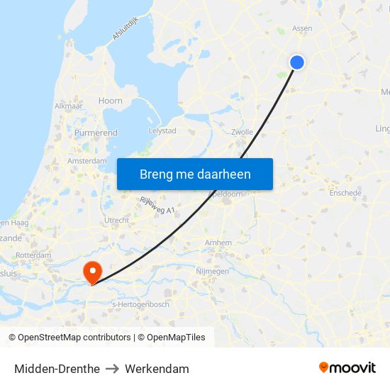 Midden-Drenthe to Werkendam map