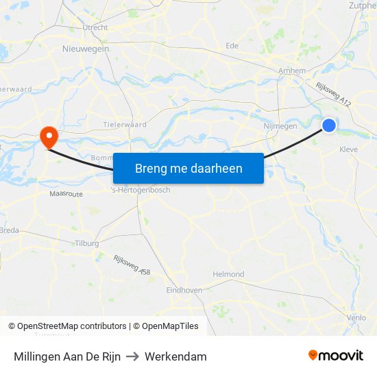 Millingen Aan De Rijn to Werkendam map