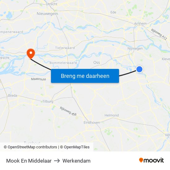 Mook En Middelaar to Werkendam map