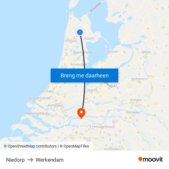 Niedorp to Werkendam map