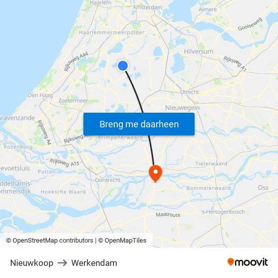 Nieuwkoop to Werkendam map