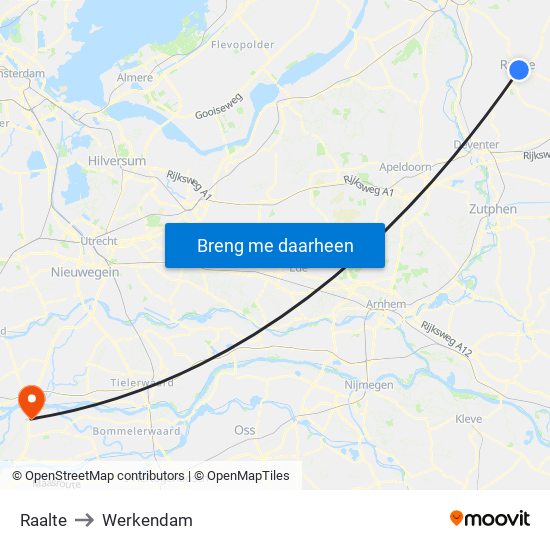 Raalte to Werkendam map