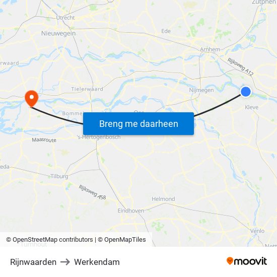 Rijnwaarden to Werkendam map