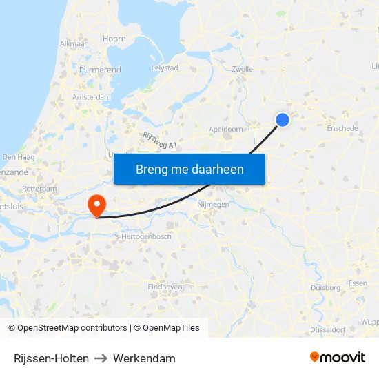 Rijssen-Holten to Werkendam map