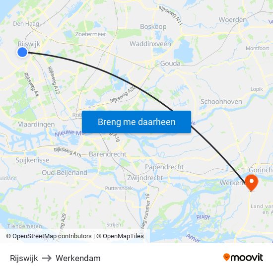 Rijswijk to Werkendam map