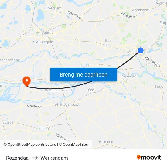 Rozendaal to Werkendam map