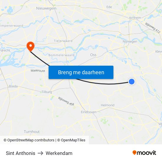 Sint Anthonis to Werkendam map